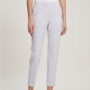Theory Treeca Pull-On Pant Pearl Sharkskin Crunch Linen Blend Size 2 NWT